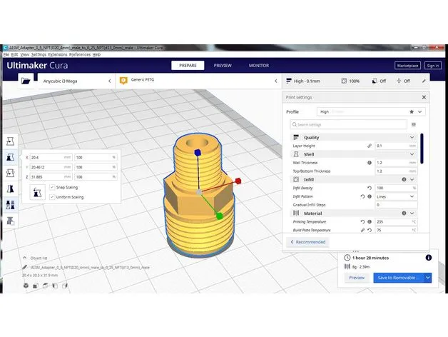 Bộ chuyển đổi NPT đực 1/2" sang NPT đực 1/4