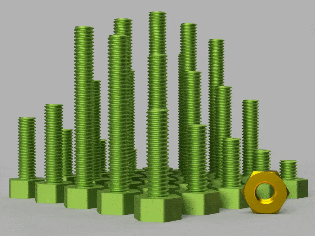 Bu lông lục giác M3 và đai ốc 2mm-27mm