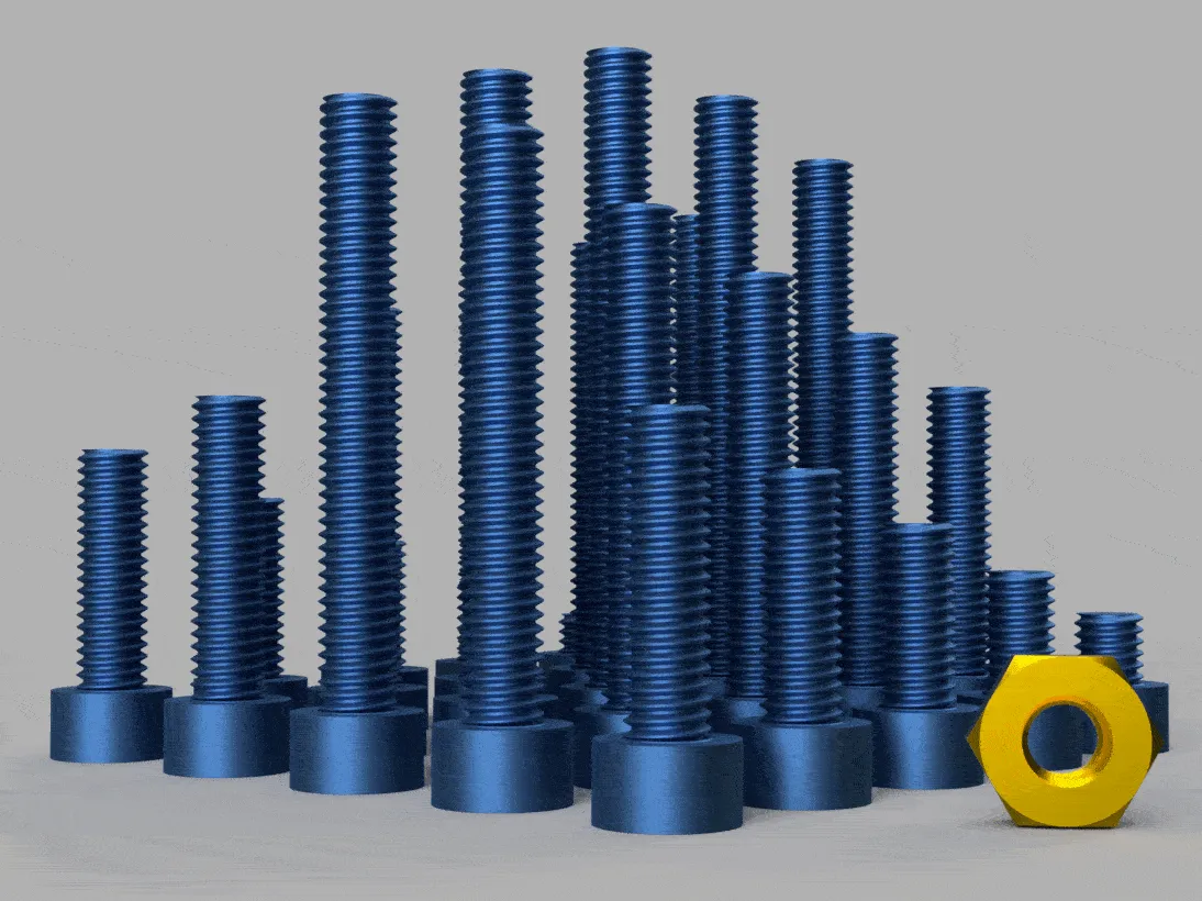 Đinh tròn M5 (đầu lục giác) và đai ốc 2mm-27mm