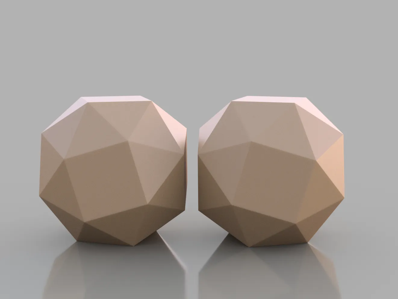 Cụm hình cầu thấp poly: Khối lập phương snub bên trái và bên...