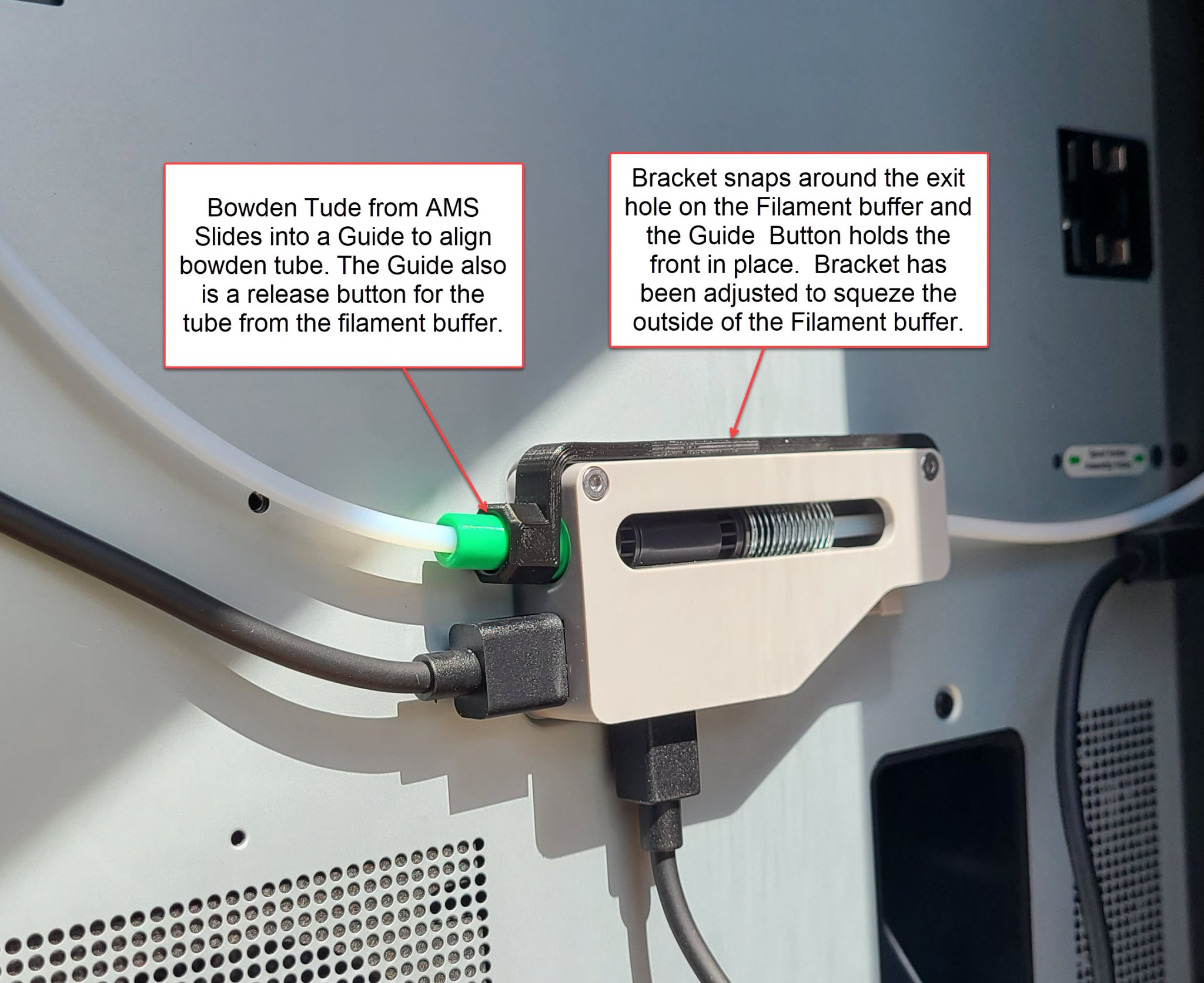 Hướng dẫn và nút thả filament cho bộ đệm Bambu Lab