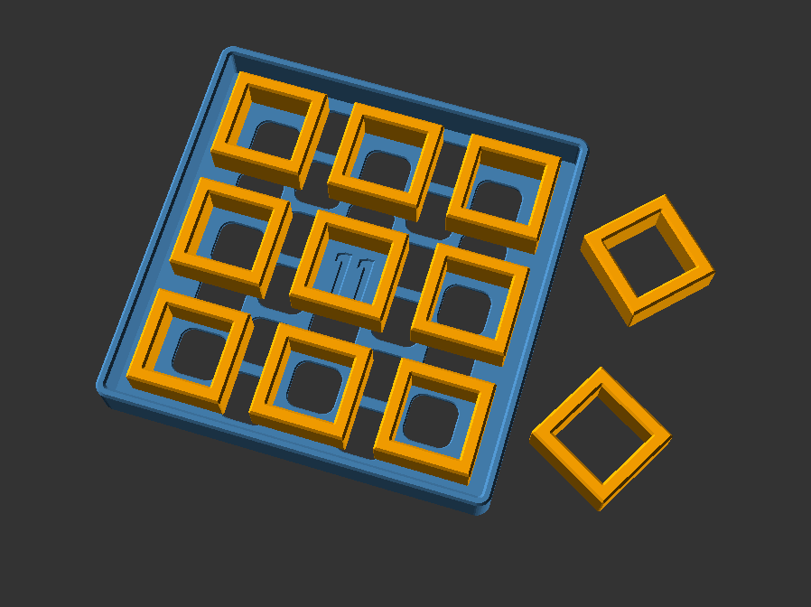 Mô hình xếp hình Fit Eleven trong hộp không lồi ra ngoài