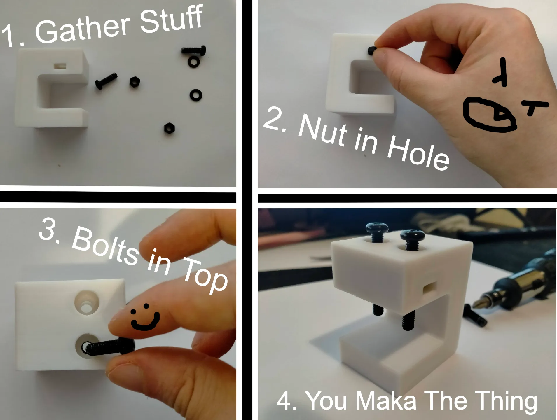 Kẹp bàn M5 với ốc vít và đai ốc 3D