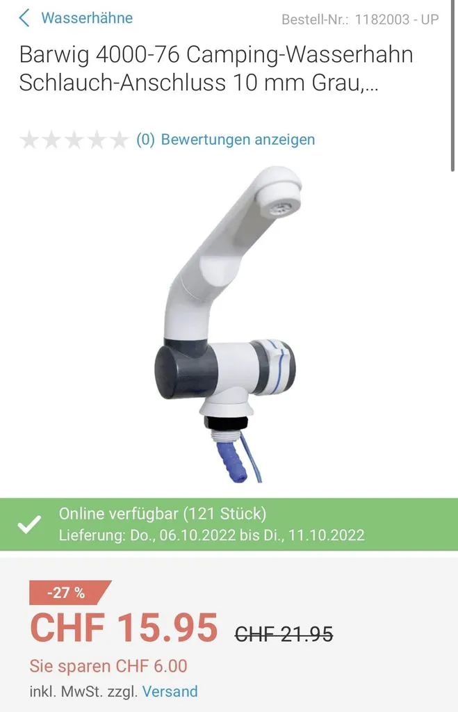 Bộ chuyển đổi cho vòi nước Barwig trên VW T6.1 California