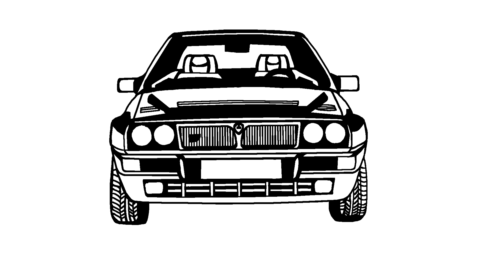 Silhouette xe Lancia nghệ thuật tường 2D