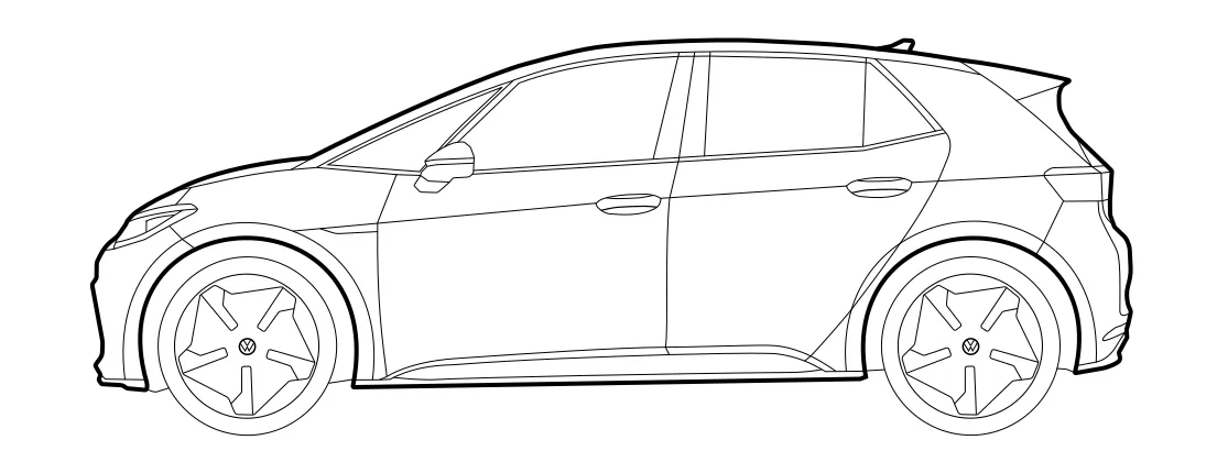 Silhouette của Volkswagen ID.3 bản gốc và nâng cấp