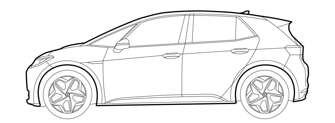 Silhouette của Volkswagen ID.3 bản gốc và nâng cấp