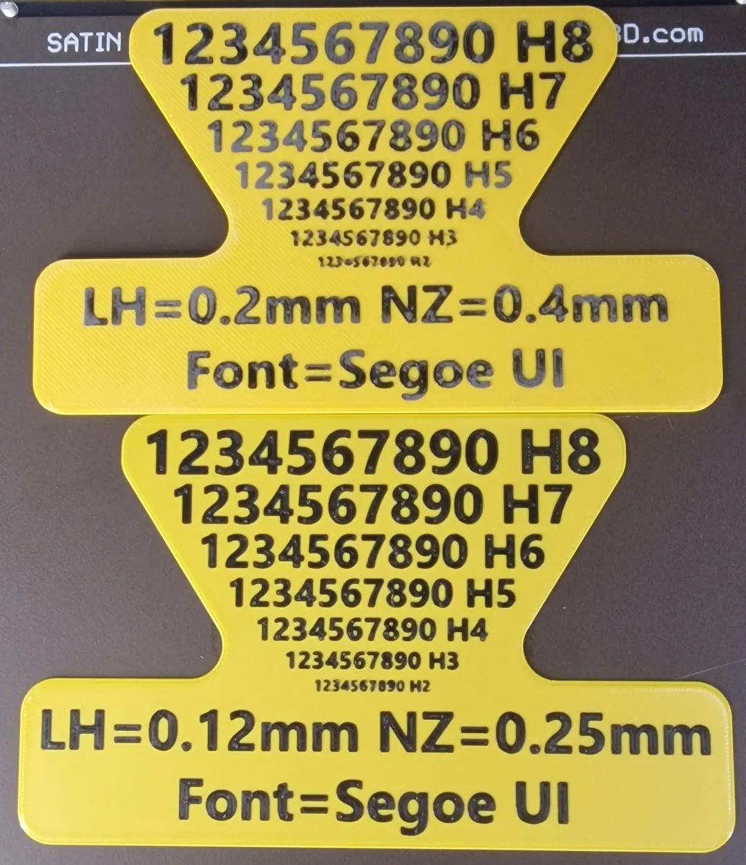 Kiểm tra độ đọc của văn bản với đầu phun 0.25mm và 0.4mm