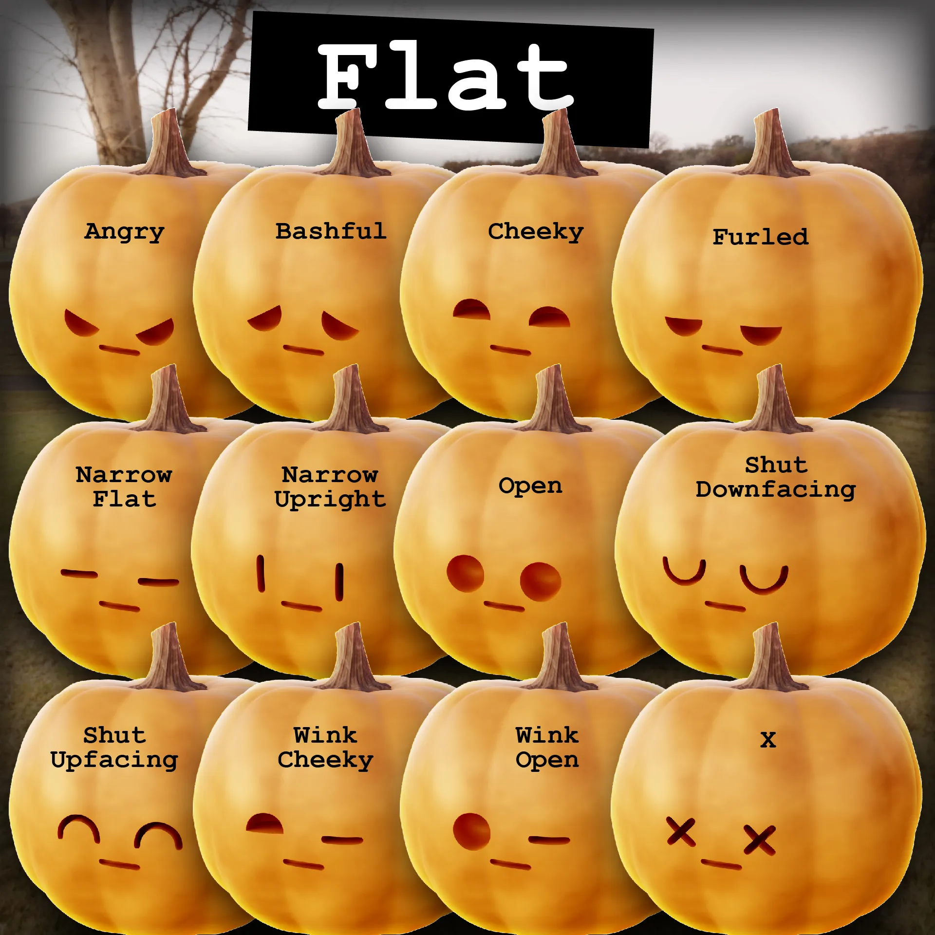 Nhân vật bí ngô dễ thương với nhiều biểu cảm khác nhau