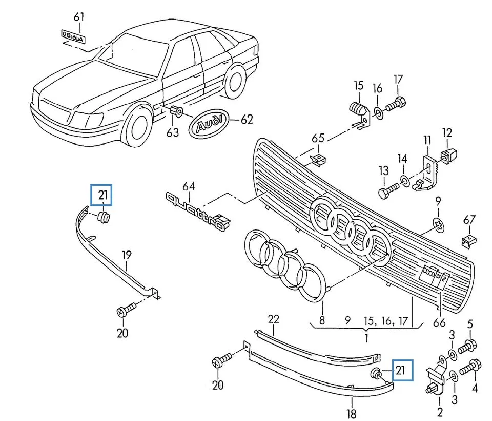 Giá đỡ đèn pha Audi 80 431 853 548