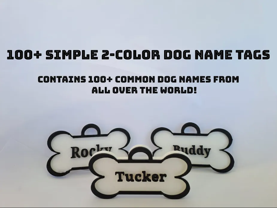 Thẻ tên chó đơn giản 2 màu với hơn 100 tên phổ biến