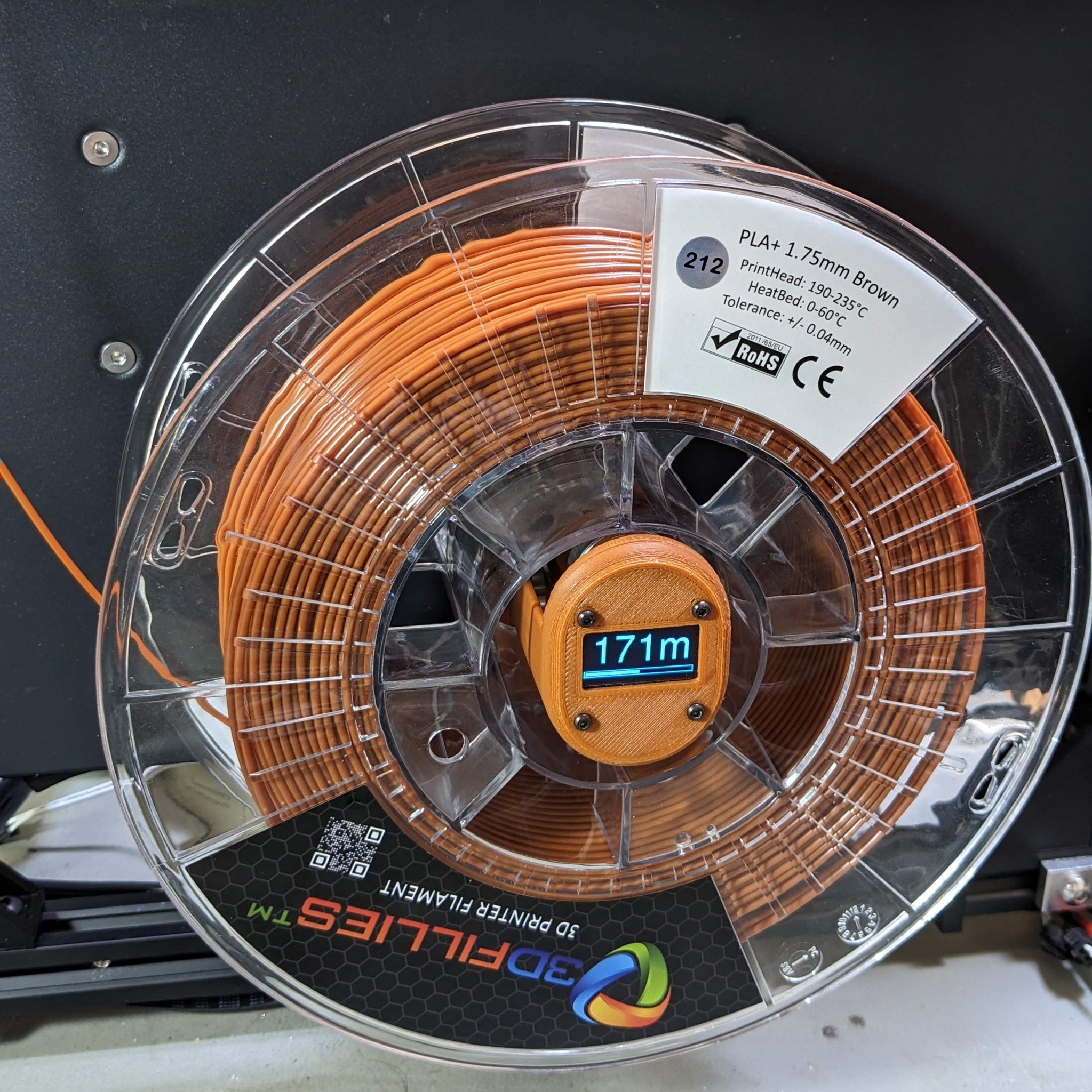 Giá đỡ cuộn filament hiển thị chiều dài còn lại