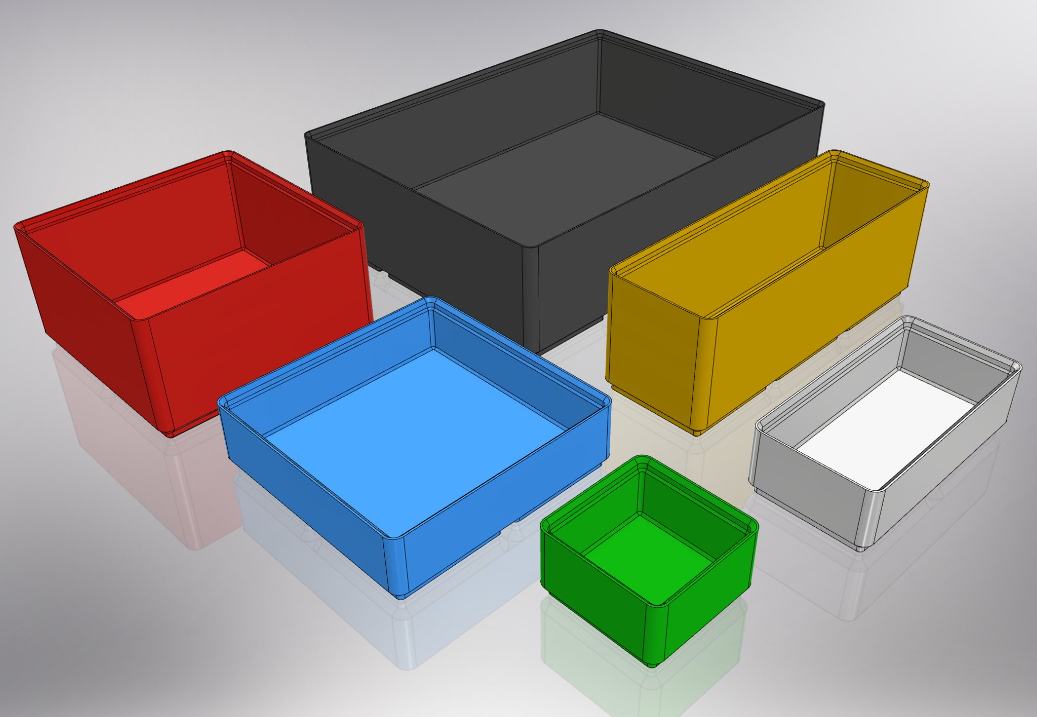 Hộp chia ngăn Gridfinity dày - 20 kích thước khác nhau