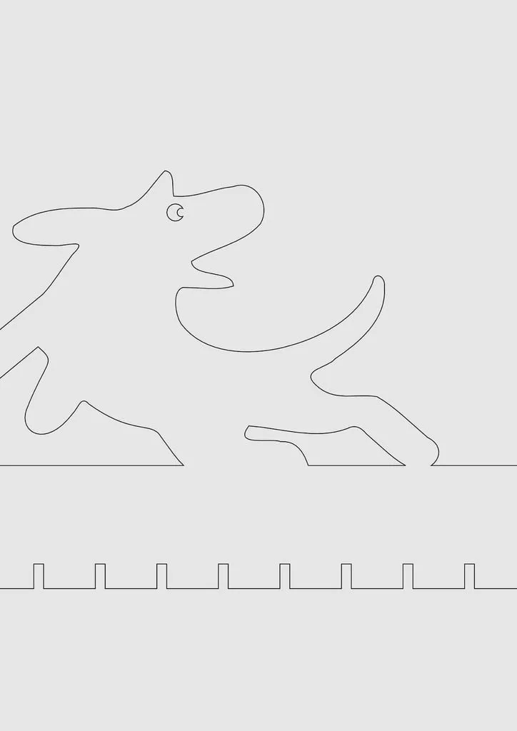 Cảnh chơi đùa tại công viên chó với thiết kế laser cắt