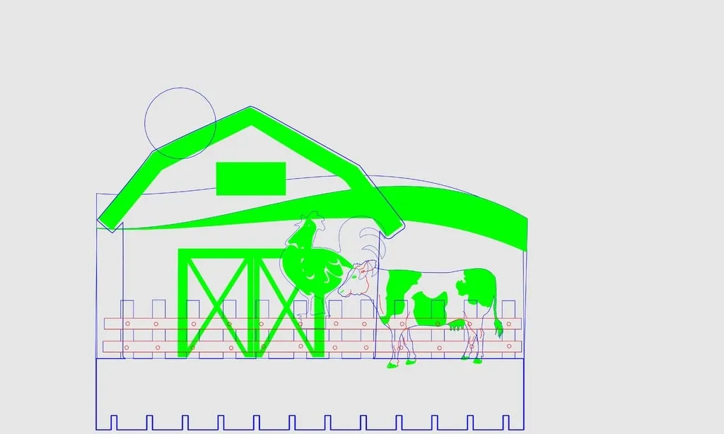 Buổi sáng yên bình trên nông trại với bò và gà