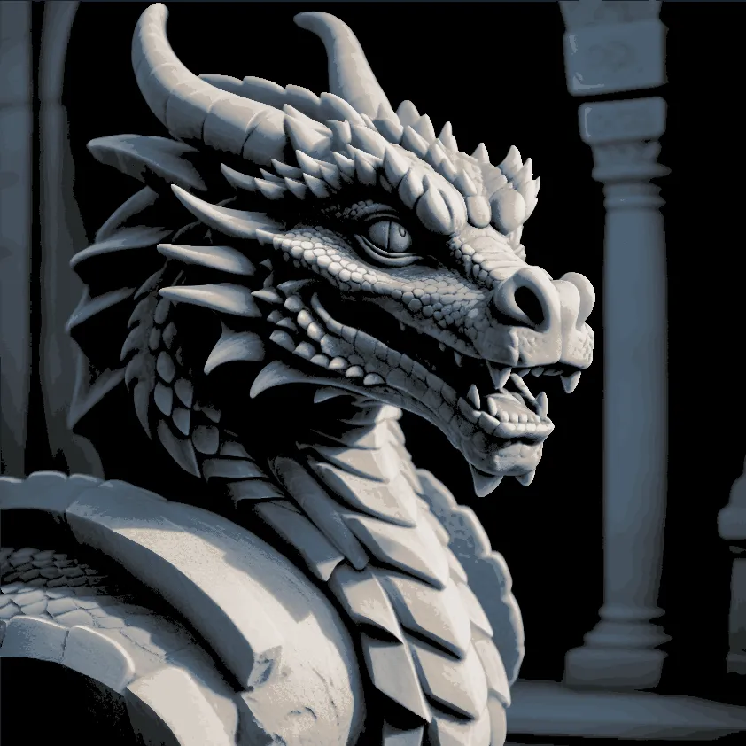 Rồng Đá - Mô Hình Sơn Dầu Filament từ HueForge