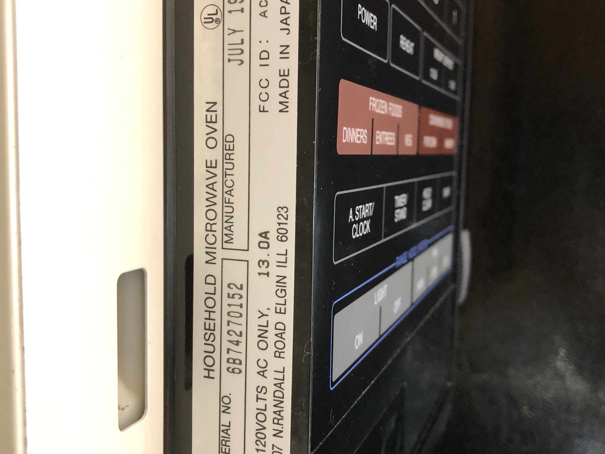 Cơ chế mở cửa lò vi sóng Quazar 80QBP1881 năm 1994