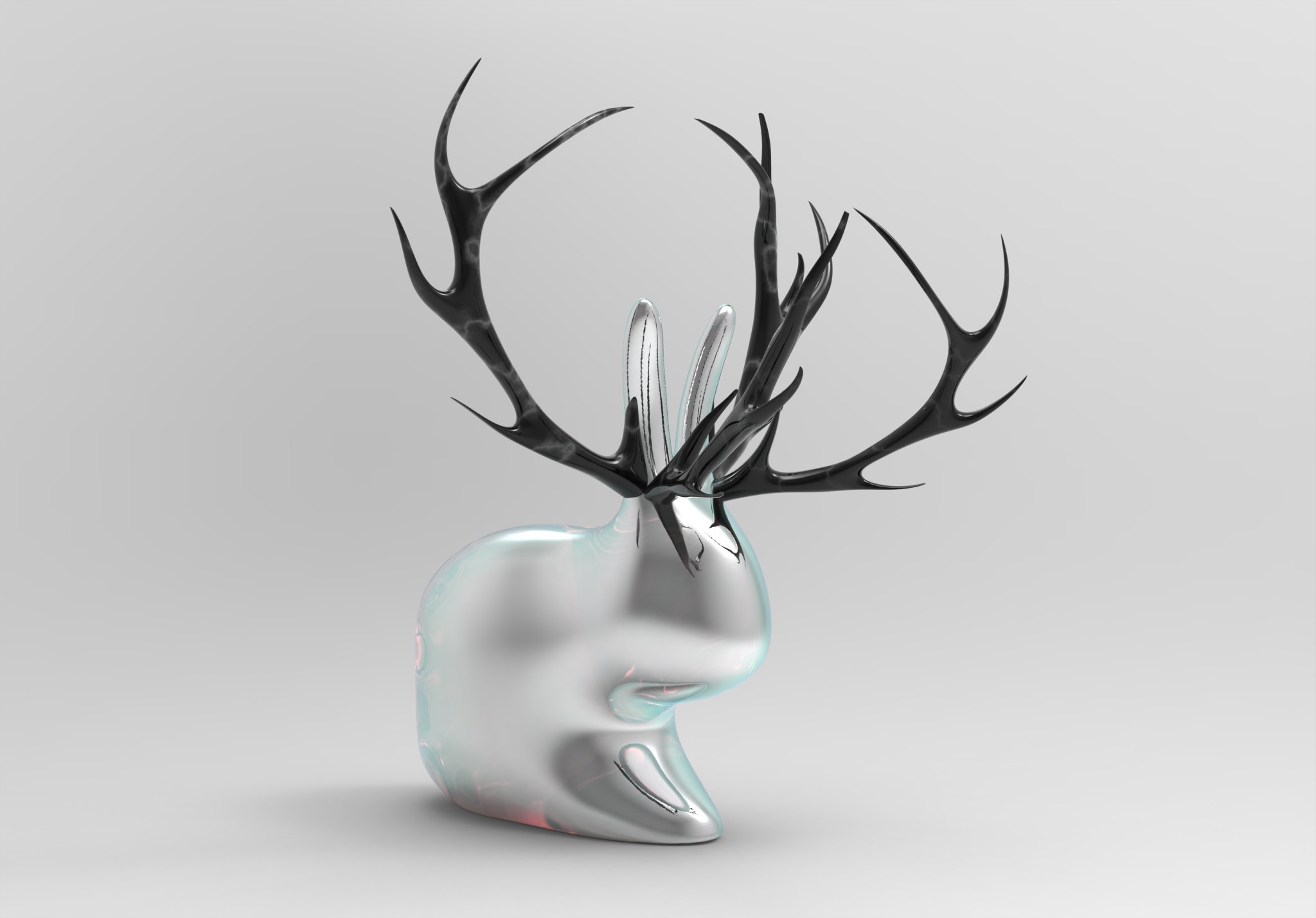 Thỏ trang trí vàng với sừng độc đáo