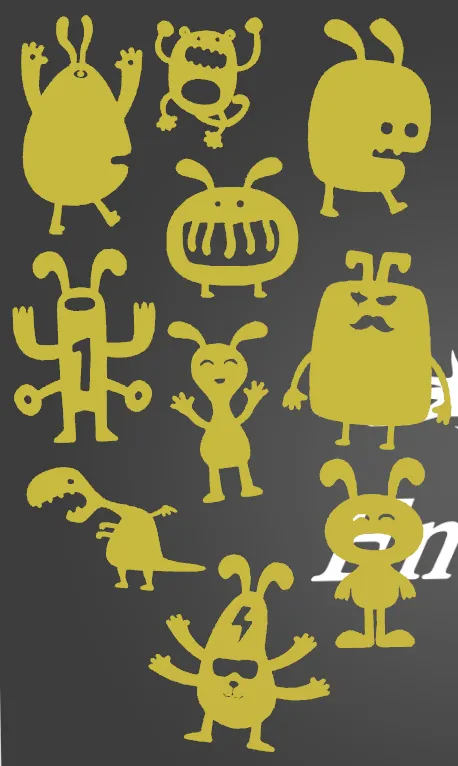 Bộ sưu tập quái vật - Nghệ thuật tường 2D