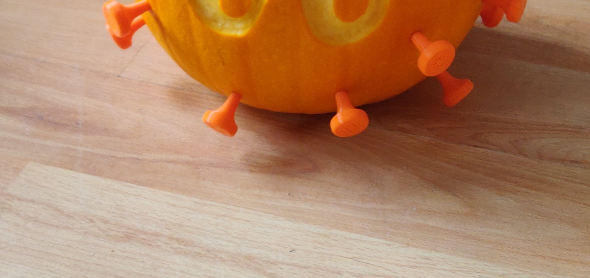 Quả bí ngô chủ đề Covid-19 với vi khuẩn