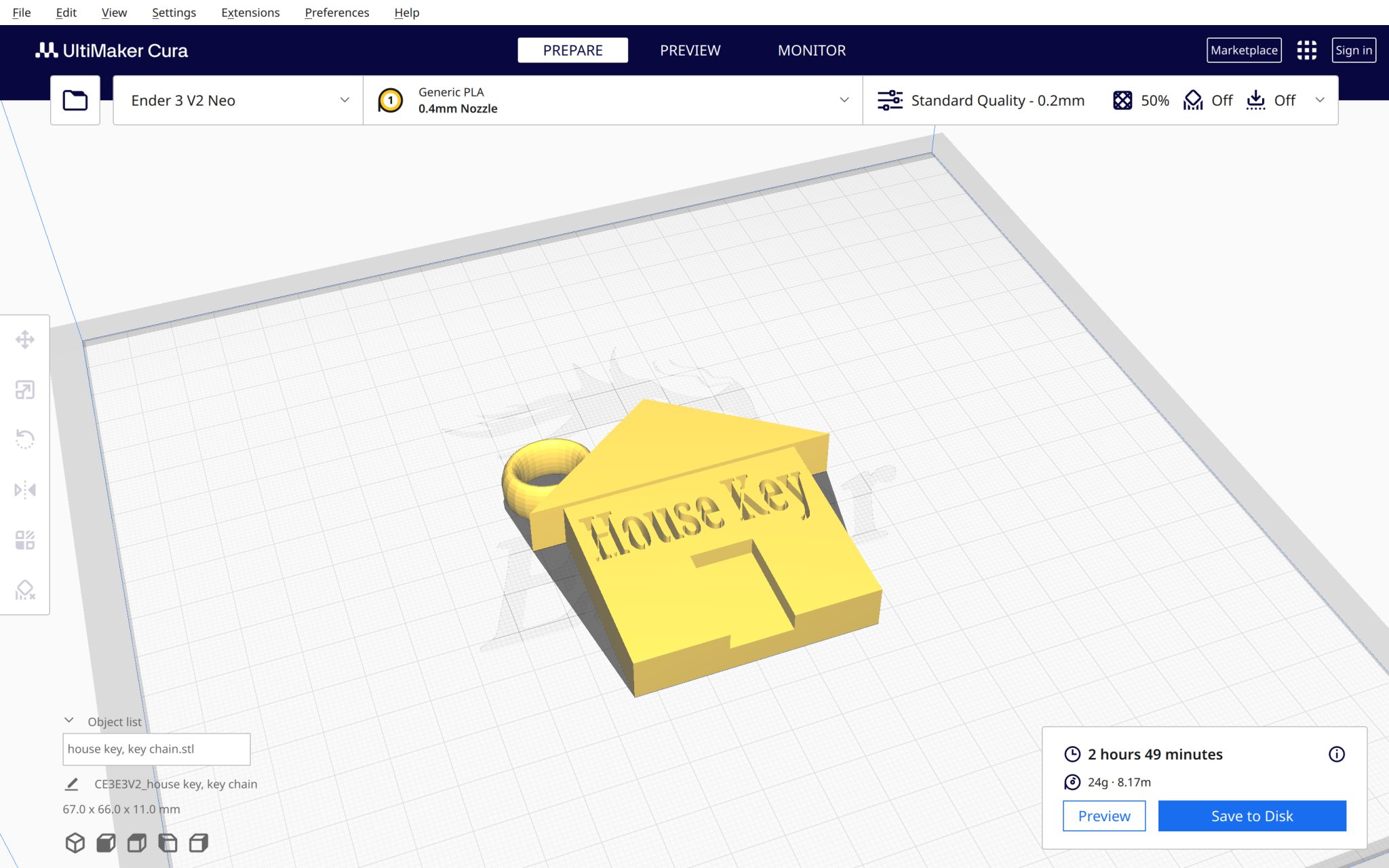 Móc khóa nhà thiết kế trong Tinkercad