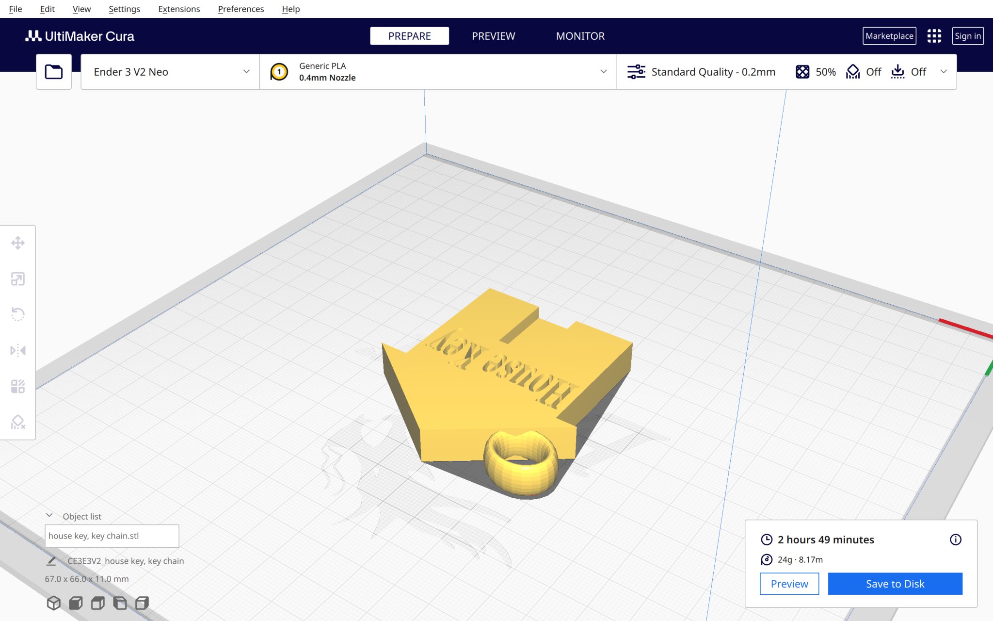 Móc khóa nhà thiết kế trong Tinkercad