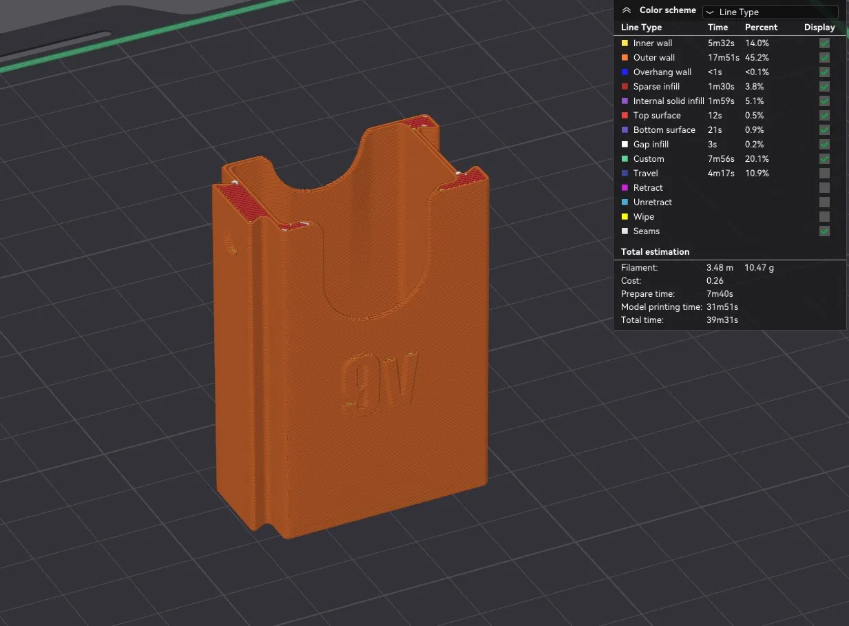 Vỏ pin 9volt liên kết cho việc lưu trữ pin