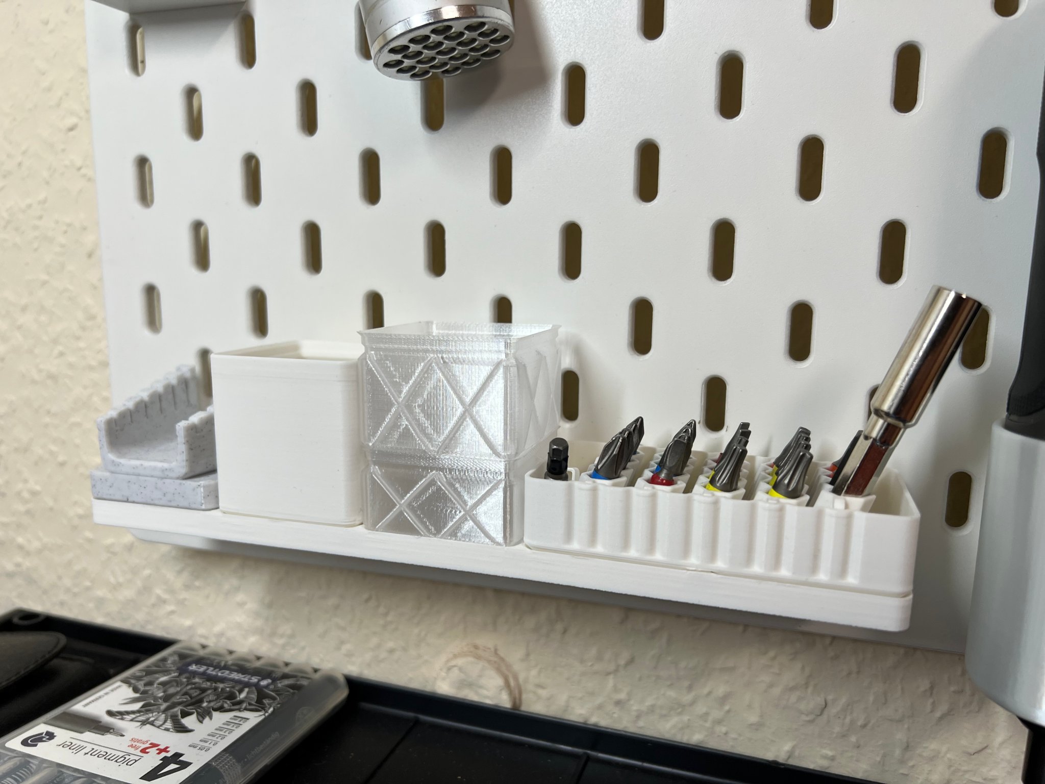 Bảng đế Skadis/Gridfinity 1x5 cho tường hoặc tủ