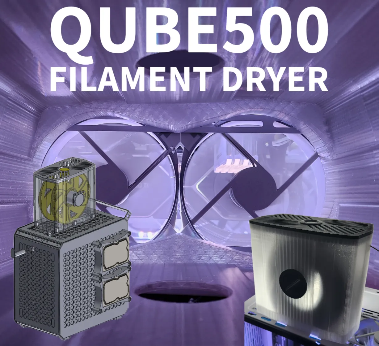 Máy sấy filament và giá đỡ cuộn cho Qube 500