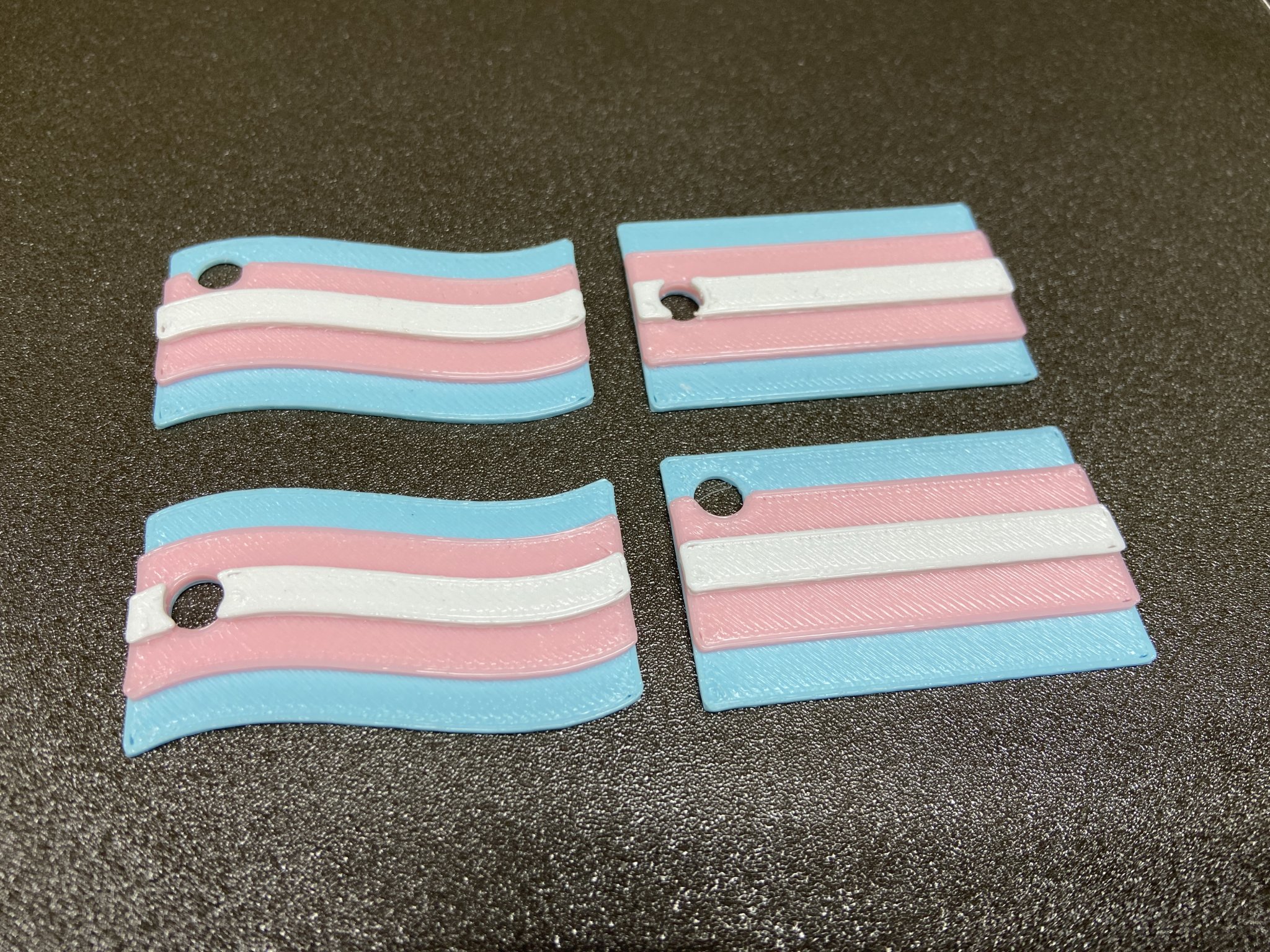 Móc khóa cờ chuyển giới phong cách sóng và hình chữ nhật