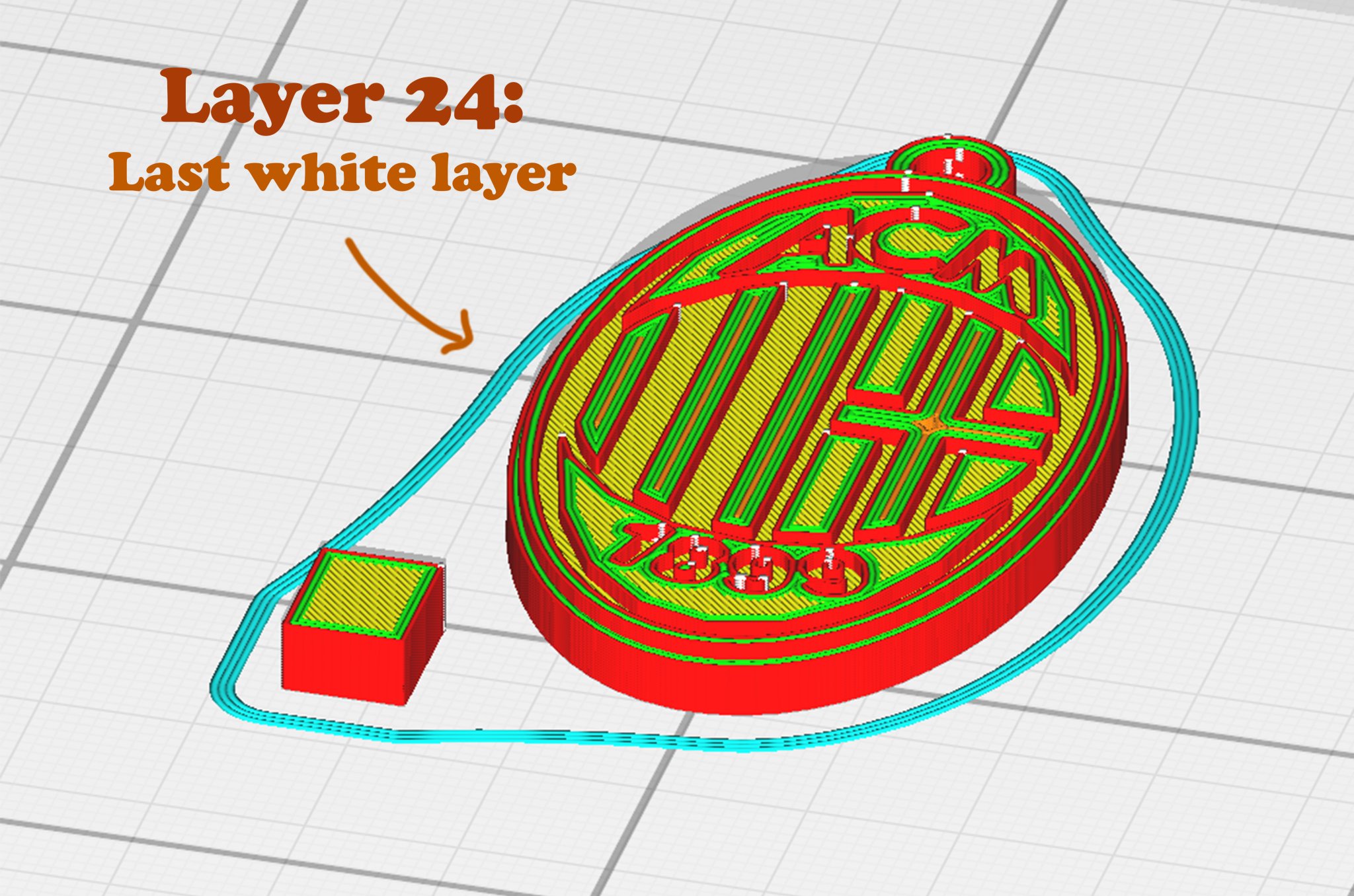 Móc khóa AC Milan in 3D với màu sắc đen, trắng và đỏ