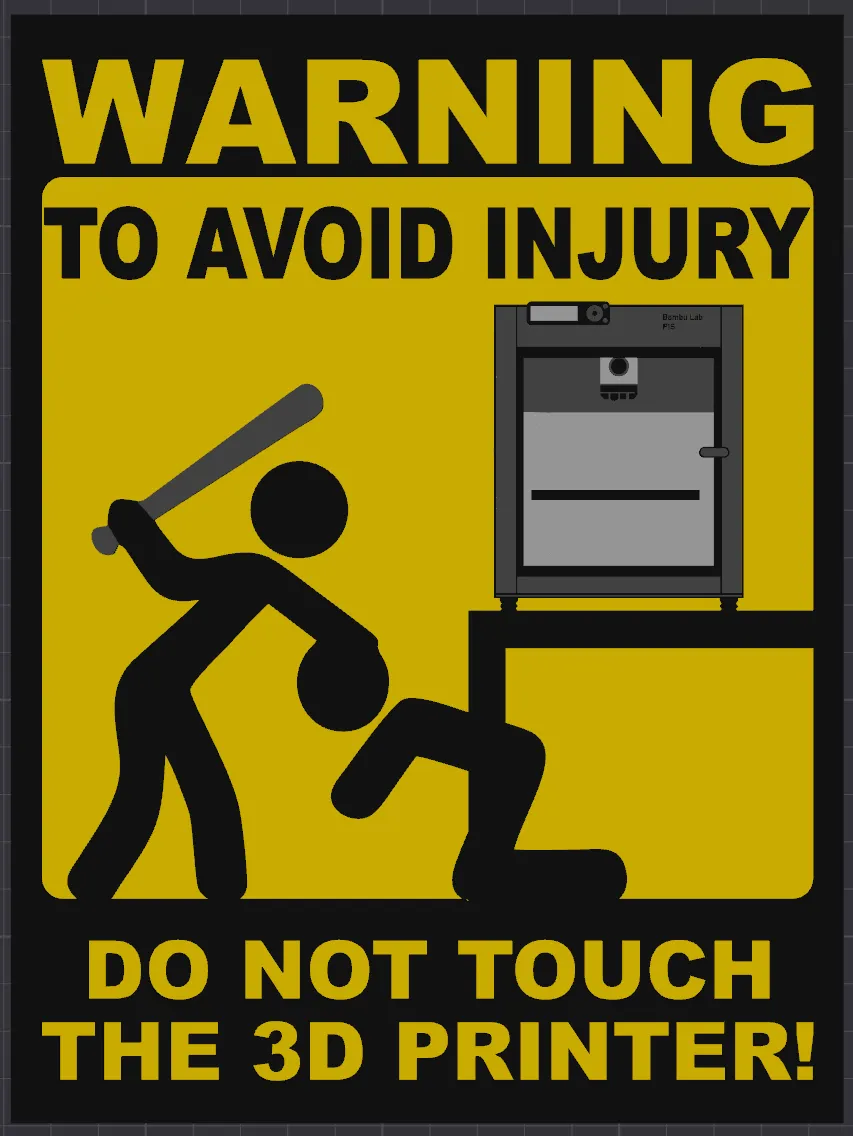 Biển báo cảnh báo cho máy in 3D Bambu Lab P1S