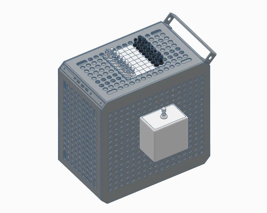 Bộ cờ vua trên máy tính với hộp và nhân vật