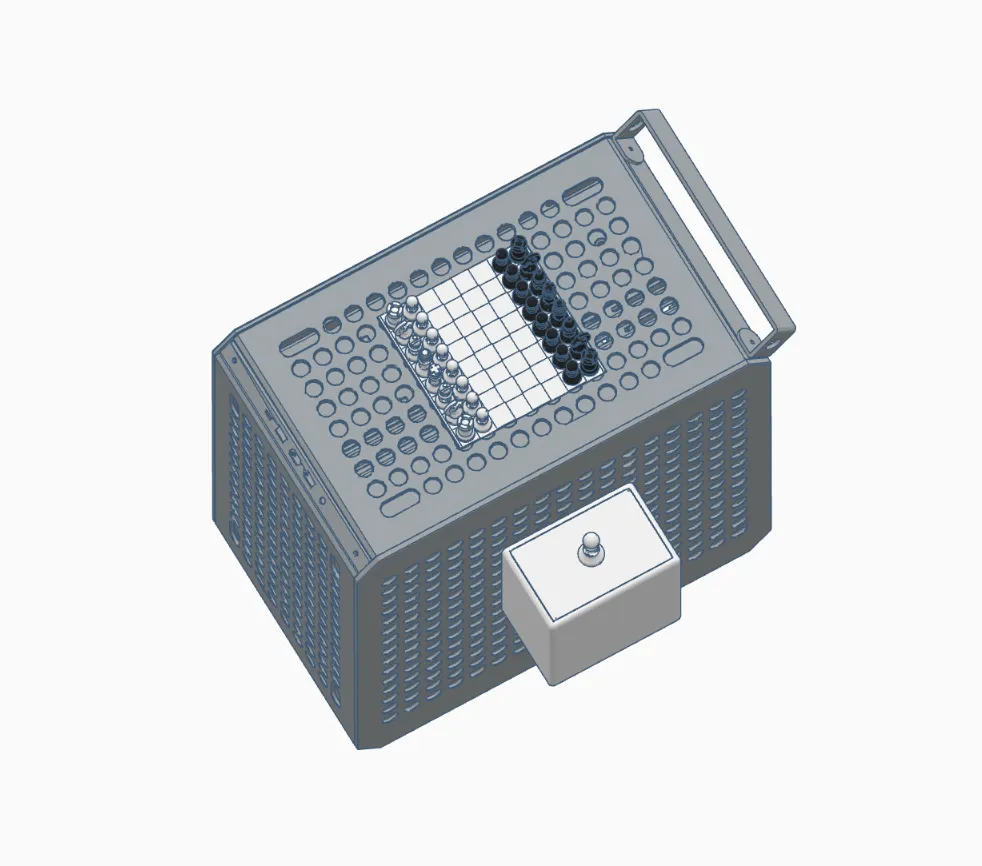 Bộ cờ vua trên máy tính với hộp và nhân vật