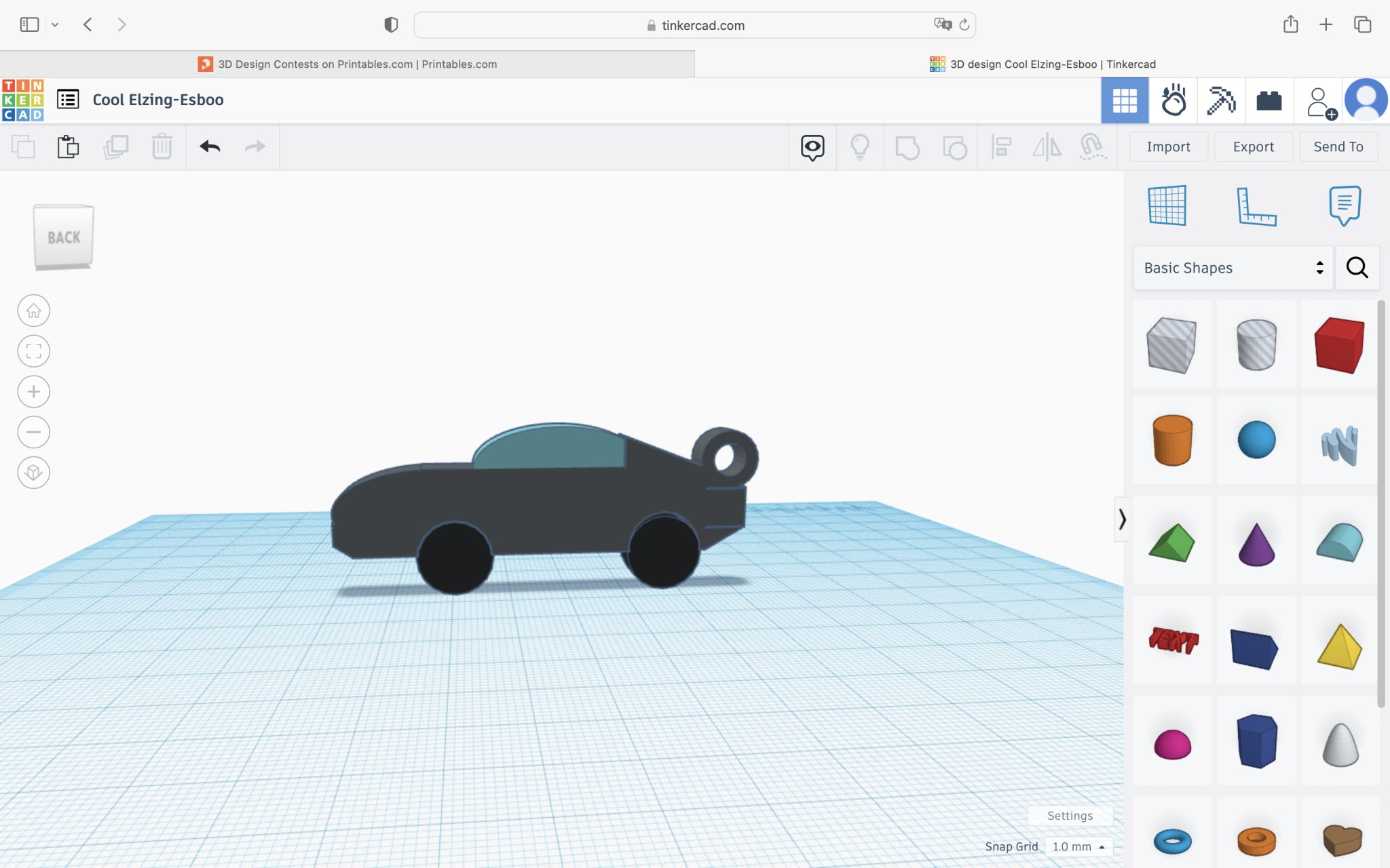 Móc khóa hình ô tô đơn giản thiết kế trên Tinkercad