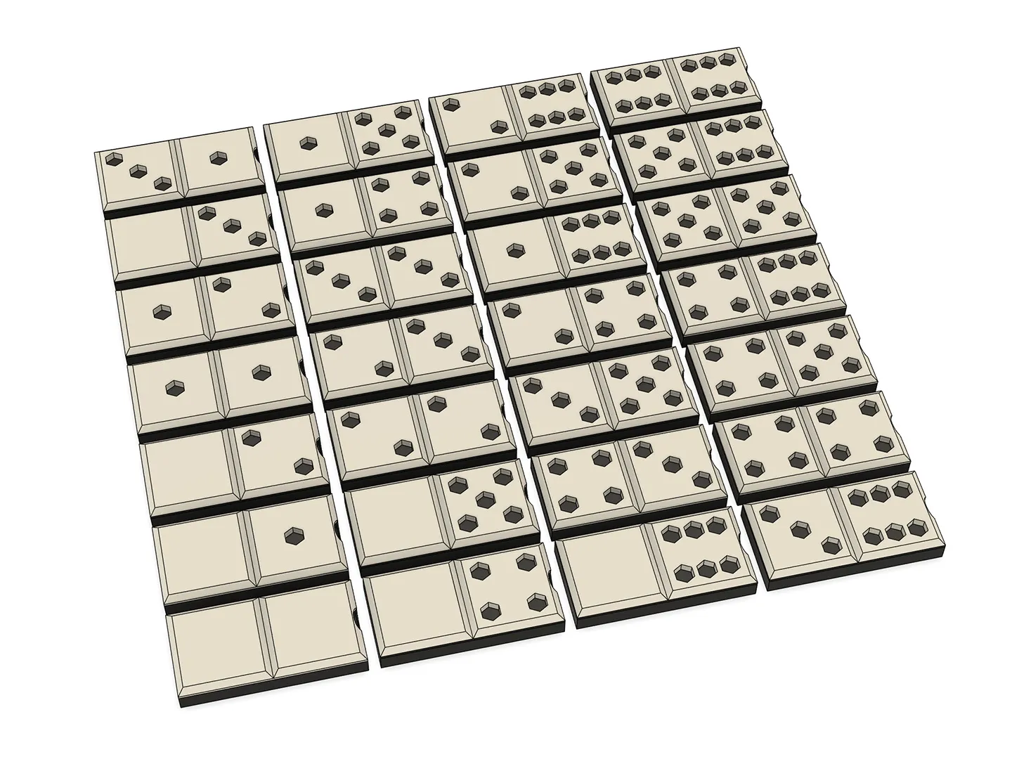 Móc khóa domino với 28 viên gạch khác nhau