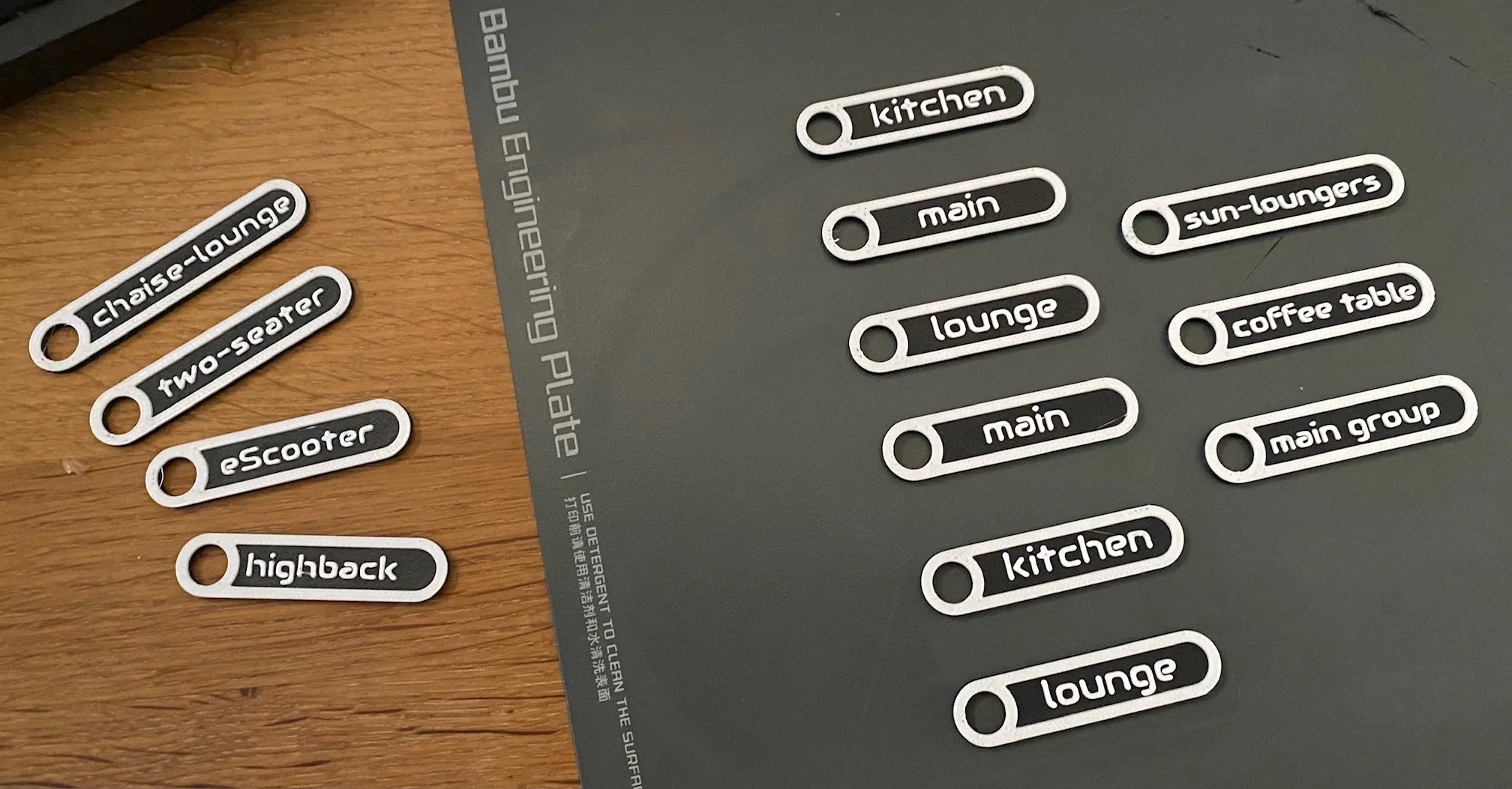 Nhãn và FOB cho đồ nội thất ngoài trời và chìa khóa