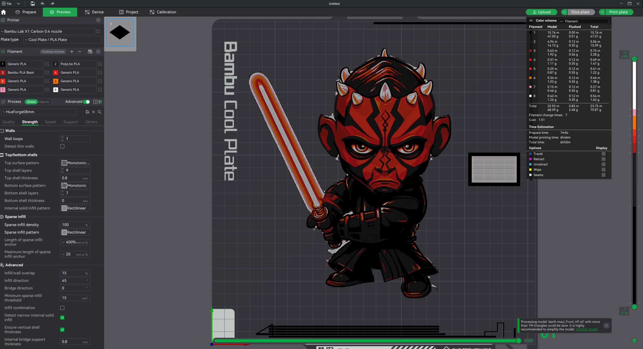 Mô hình Darth Maul đa màu sắc từ HueForge