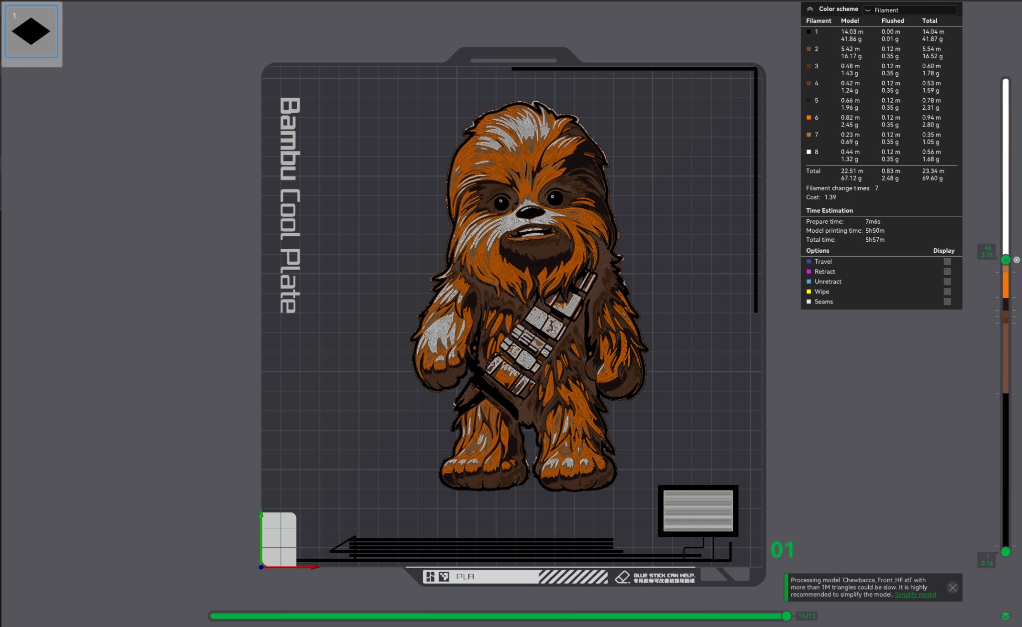 Mô hình Chewbacca đa sắc màu từ HueForge
