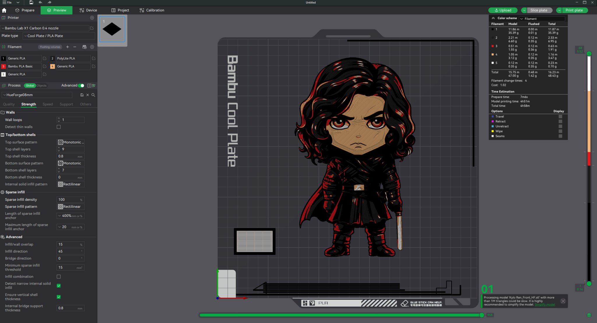 Kylo Ren đa sắc màu trong nghệ thuật filament HueForge