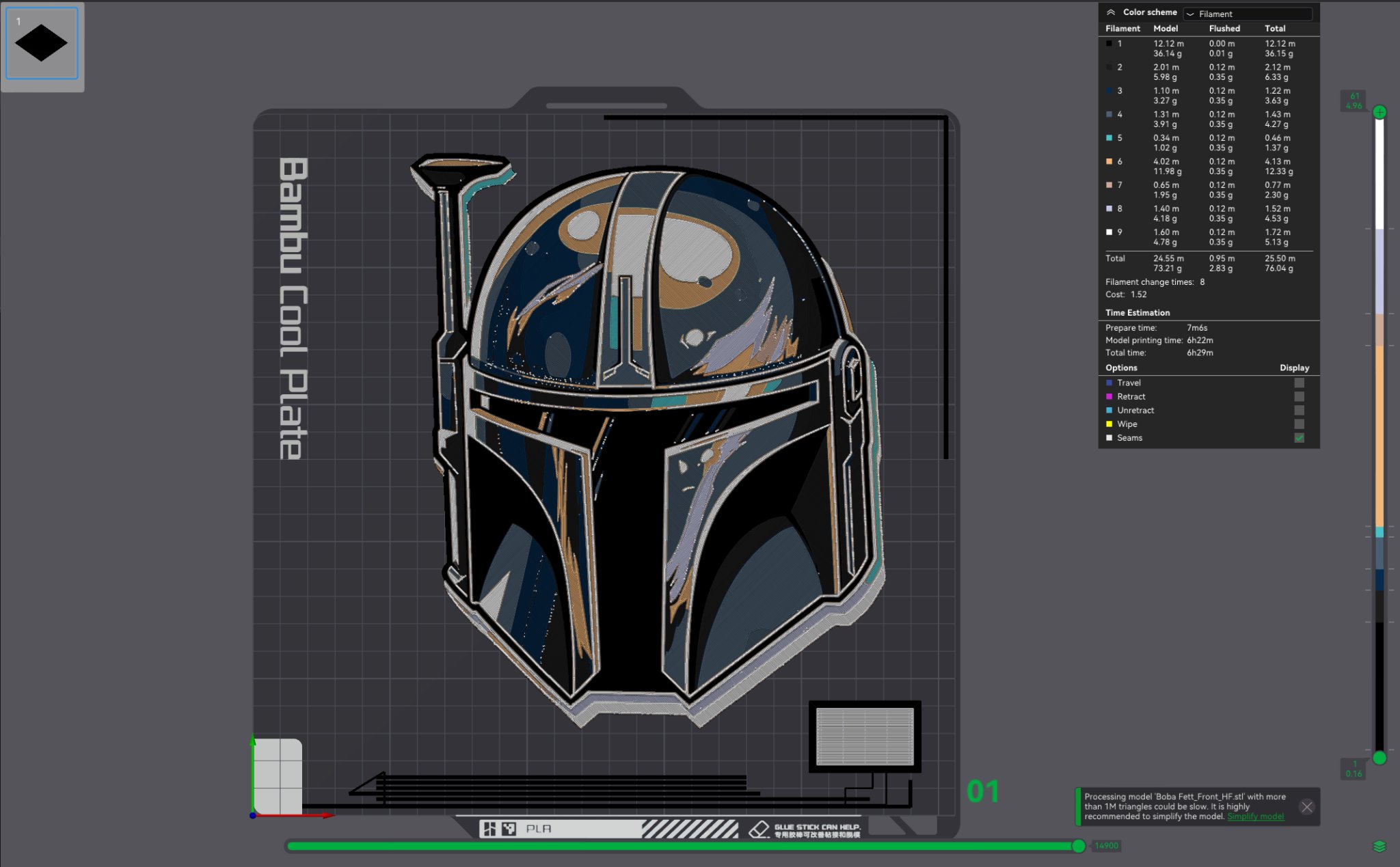 Mũ Boba Fett đa màu sắc của HueForge