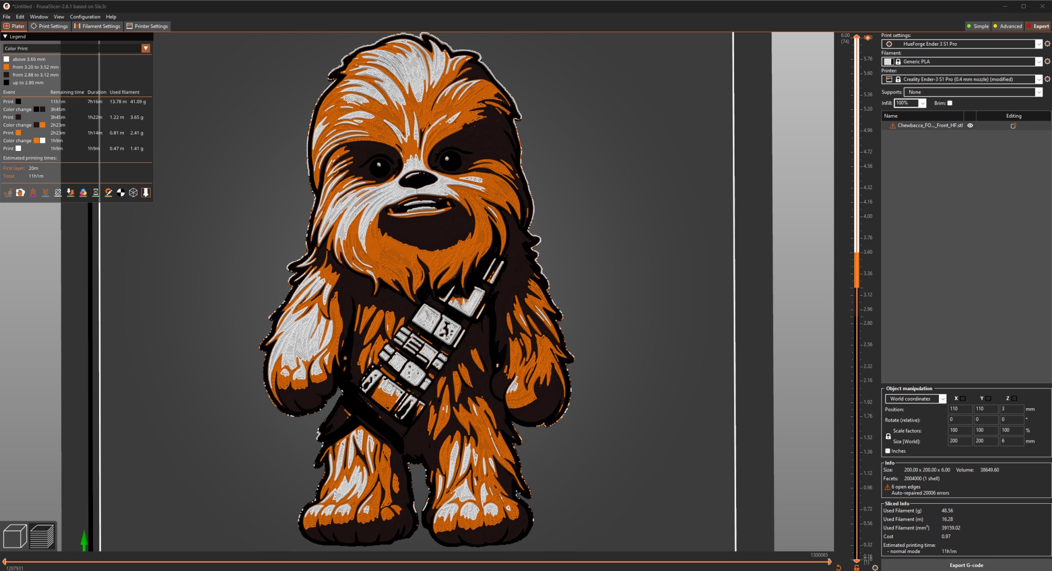 Bức tranh Chewbacca đa màu sắc từ HueForge