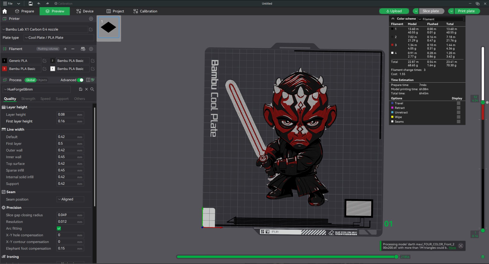 Mô hình Darth Maul đa màu sắc phong cách HueForge