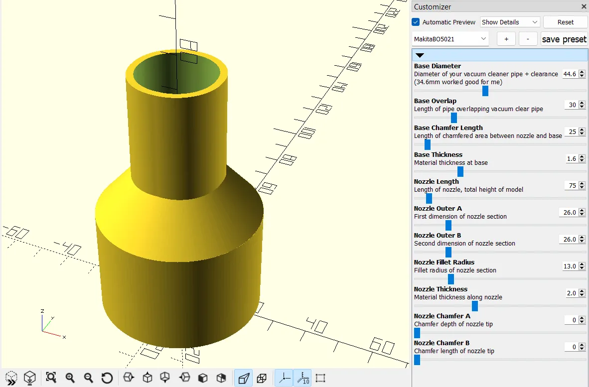 Bộ chuyển đổi ống hút cho máy chà nhám Makita BO5021
