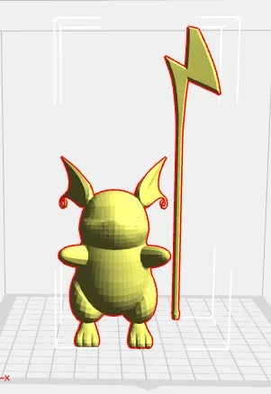 Raichu với đuôi rời và hướng thẳng đứng