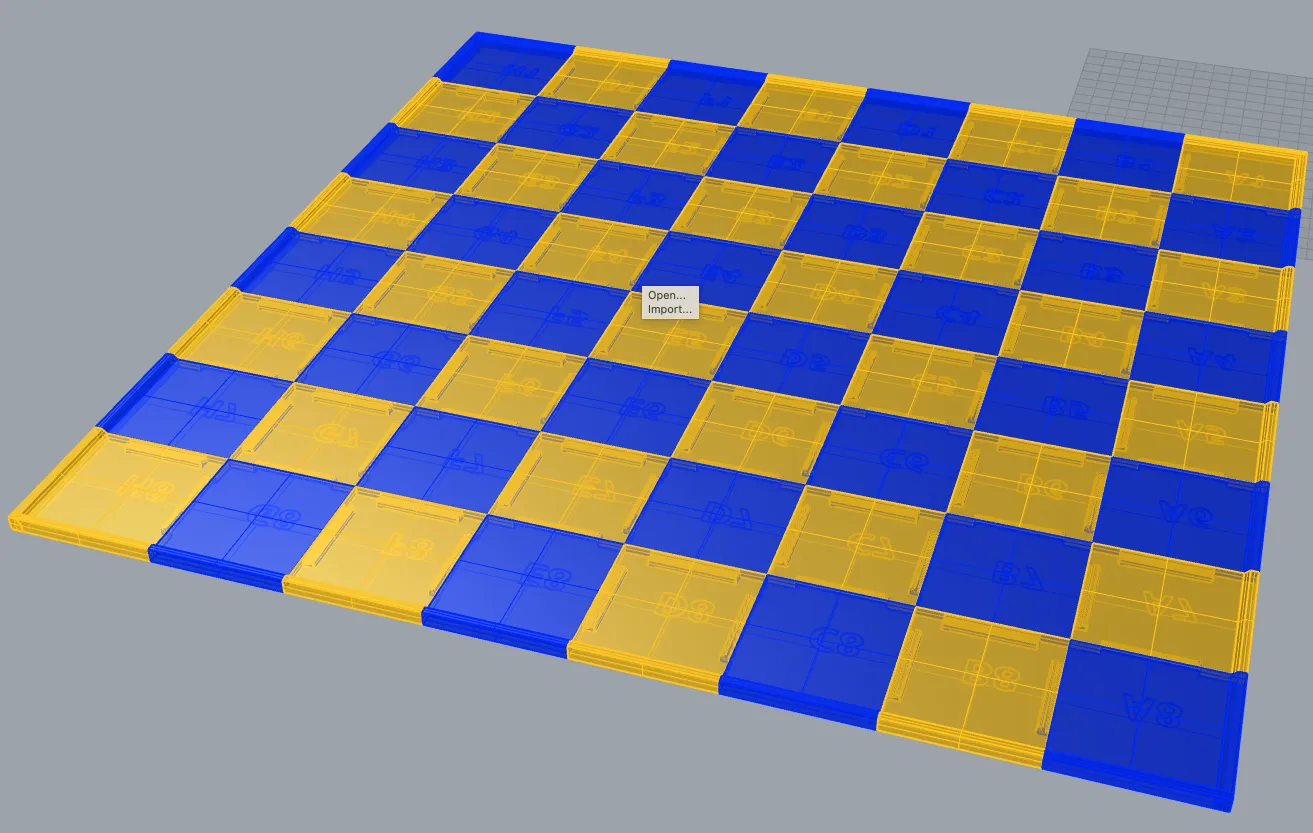 Bàn cờ vua kích thước đầy đủ không có kết nối rõ ràng