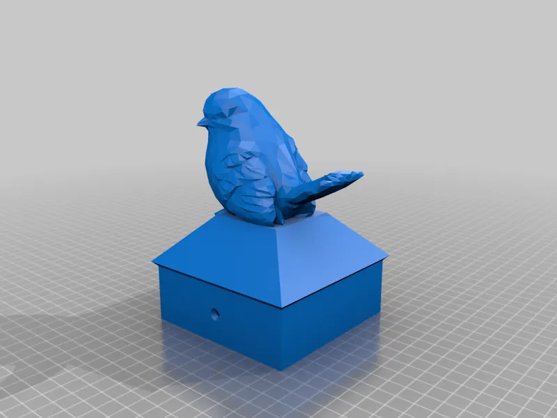 Nắp cột hàng rào với chim low poly