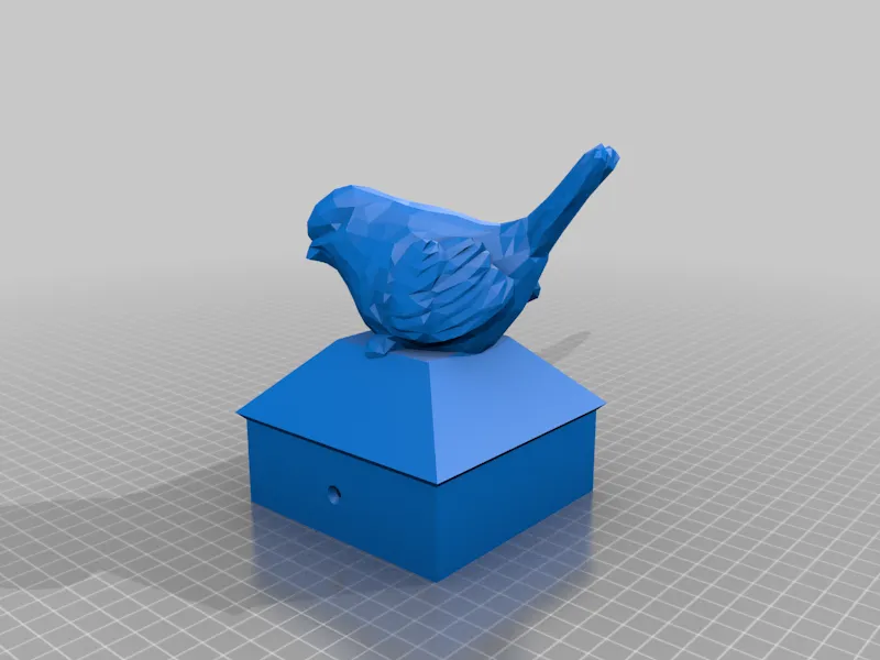 Nắp cột hàng rào với chim low poly