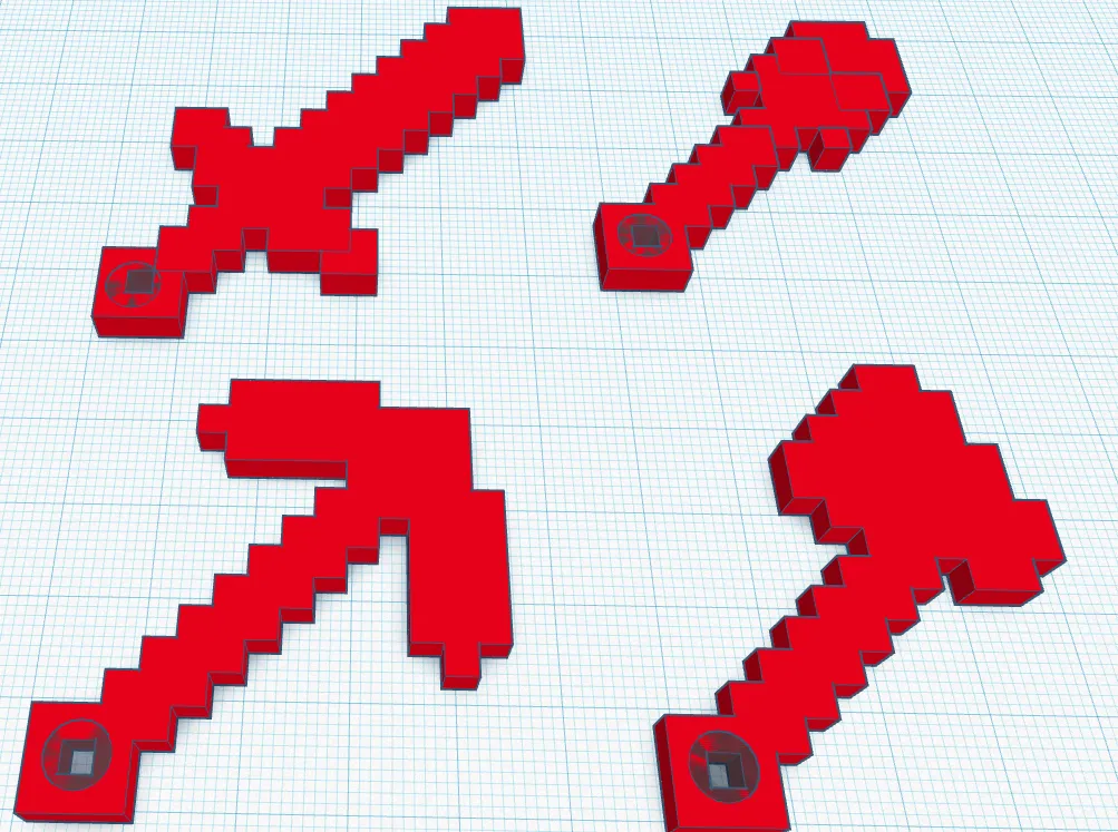 Móc chìa khóa kiếm, rìu, cuốc và xẻng trong Minecraft