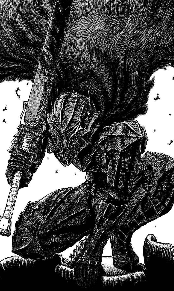 Giáp Berserker Guts với kiếm trong manga Berserk